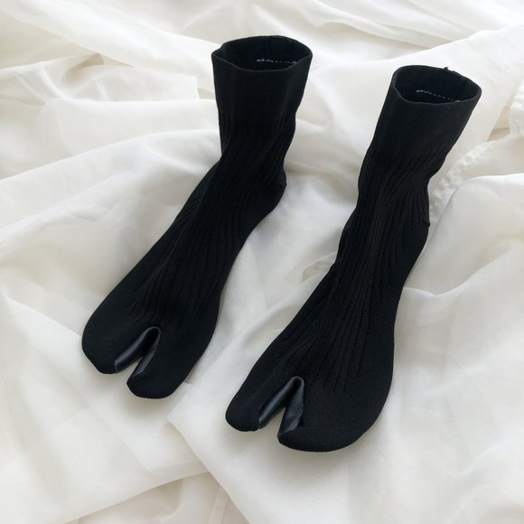 MM6 Maison Margiela Tabi Sock Transparent Ribbon Heels - Picture 4 of 5